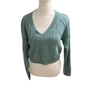 NWT Aeropostale XS Teal Cable Knit V-Neck Sweater